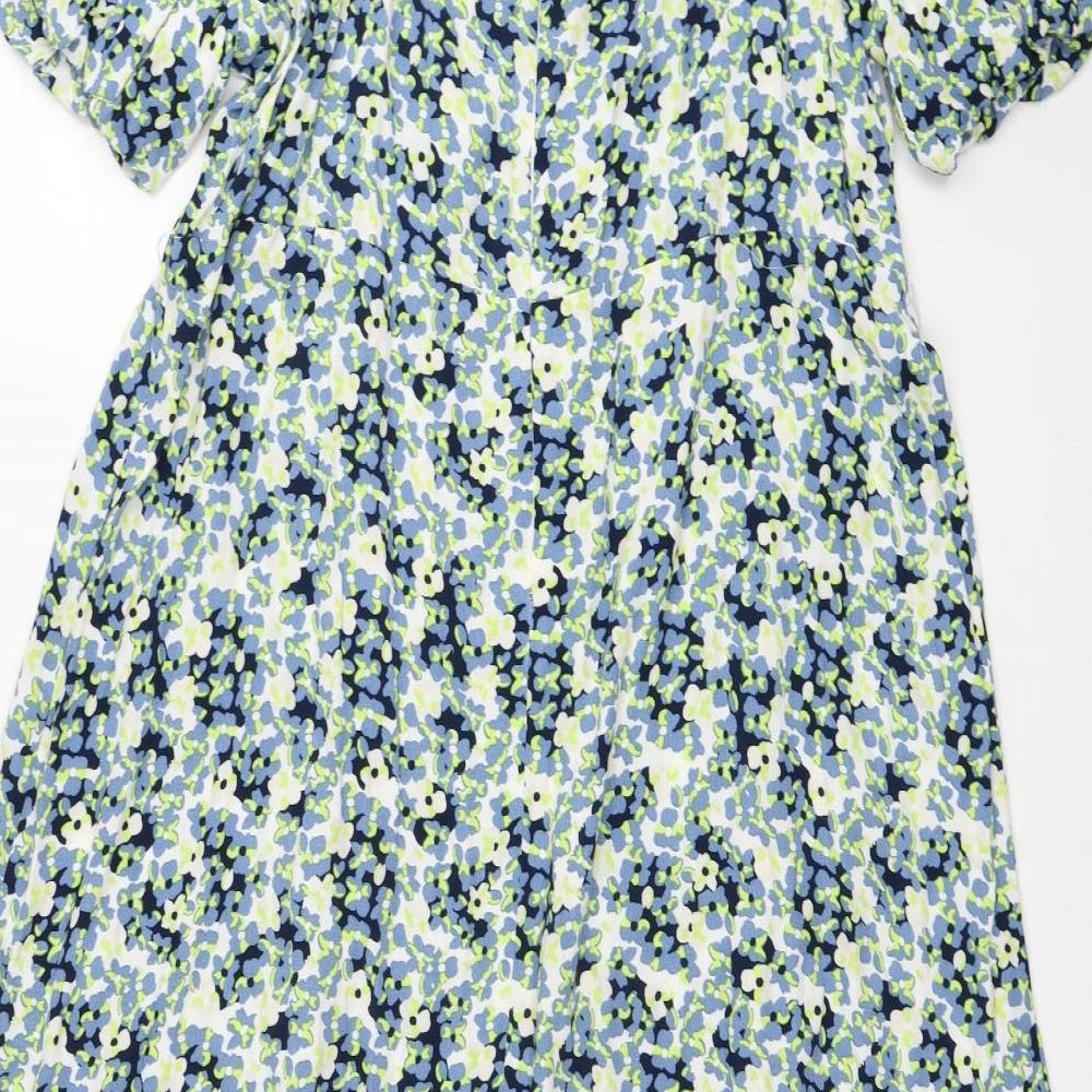 Marks and Spencer Womens Multicoloured Floral Viscose A-Line Size 22 Scoop Neck Zip