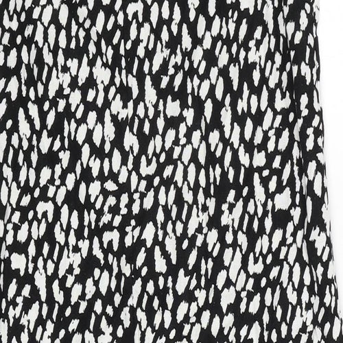 Marks and Spencer Womens Black Animal Print Linen Tank Dress Size 8 Boat Neck Pullover