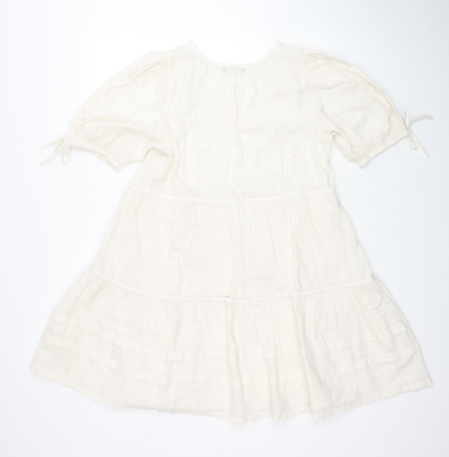 Marks and Spencer Womens Ivory Cotton Trapeze & Swing Size 16 Round Neck Pullover - Tiered