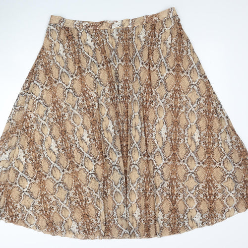 Marks and Spencer Womens Brown Animal Print Polyester Swing Skirt Size 22 - Snakeskin Pattern