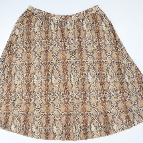 Marks and Spencer Womens Brown Animal Print Polyester Swing Skirt Size 22 - Snakeskin Pattern