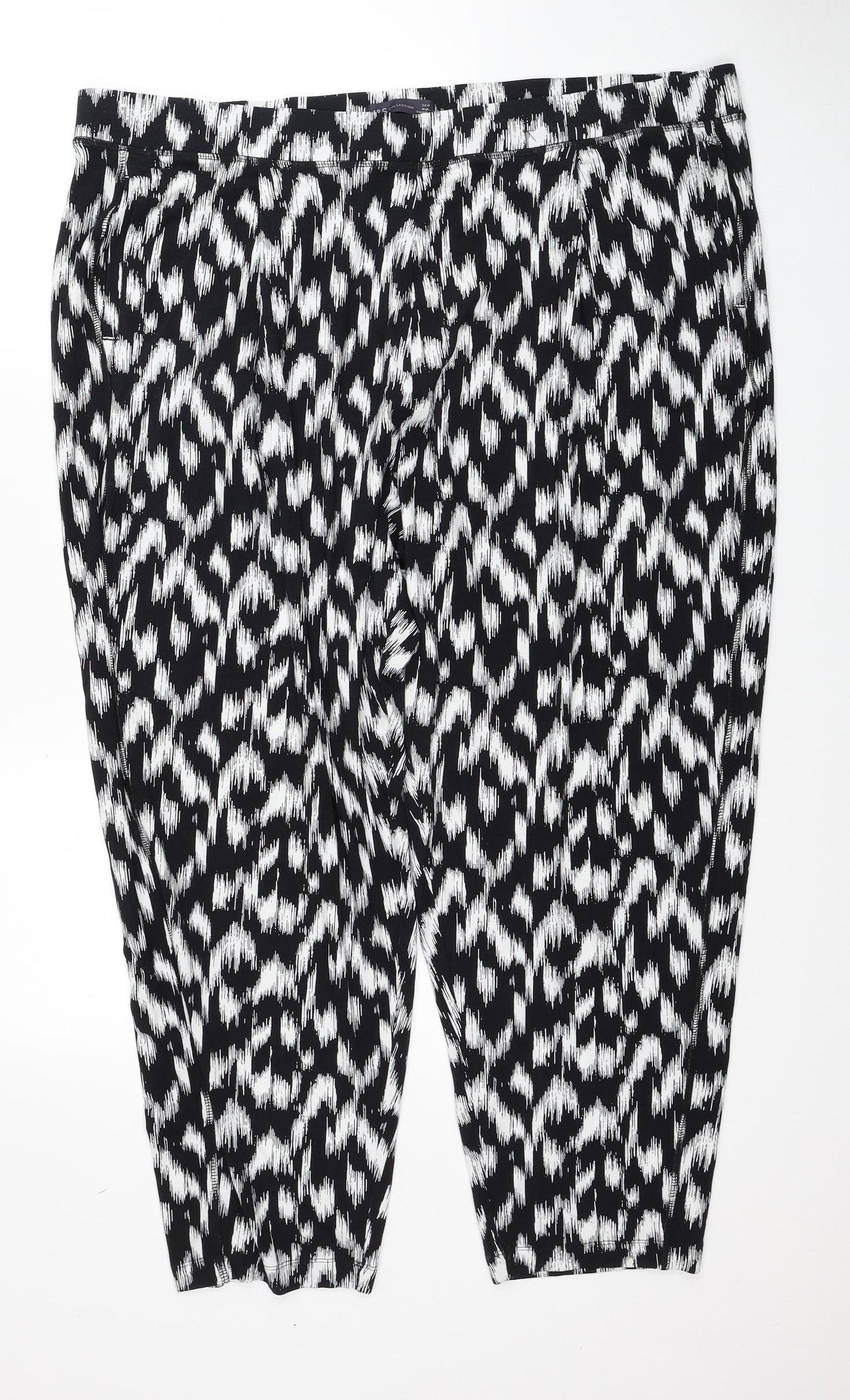 Marks and Spencer Womens Black Geometric Viscose Harem Trousers Size 24 Regular