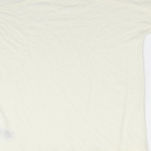 Marks and Spencer Womens Ivory Linen Basic T-Shirt Size 6 Scoop Neck