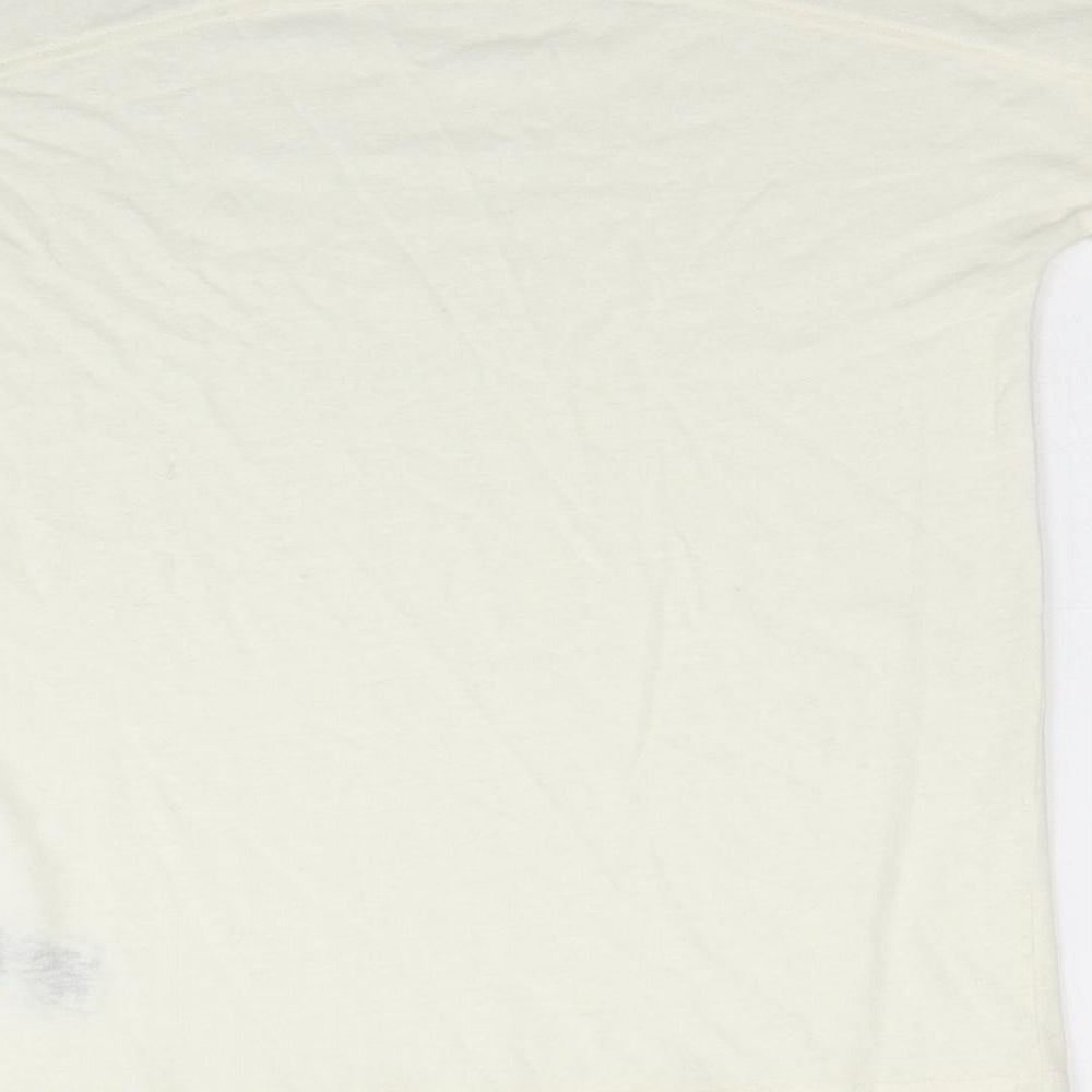 Marks and Spencer Womens Ivory Linen Basic T-Shirt Size 6 Scoop Neck