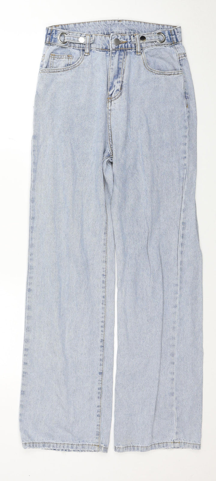 Preworn Womens Blue Cotton Mom Jeans Size 26 in Regular Zip