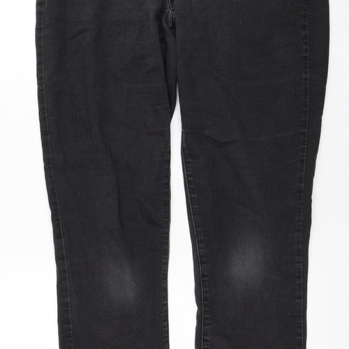 YNDJ Womens Black Cotton Straight Jeans Size 10 Regular Zip