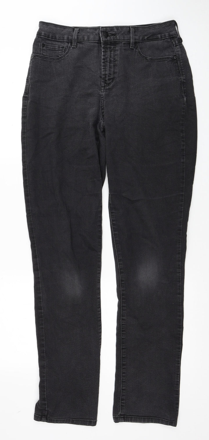 YNDJ Womens Black Cotton Straight Jeans Size 10 Regular Zip