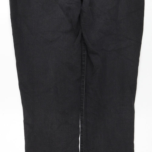 YNDJ Womens Black Cotton Straight Jeans Size 10 Regular Zip