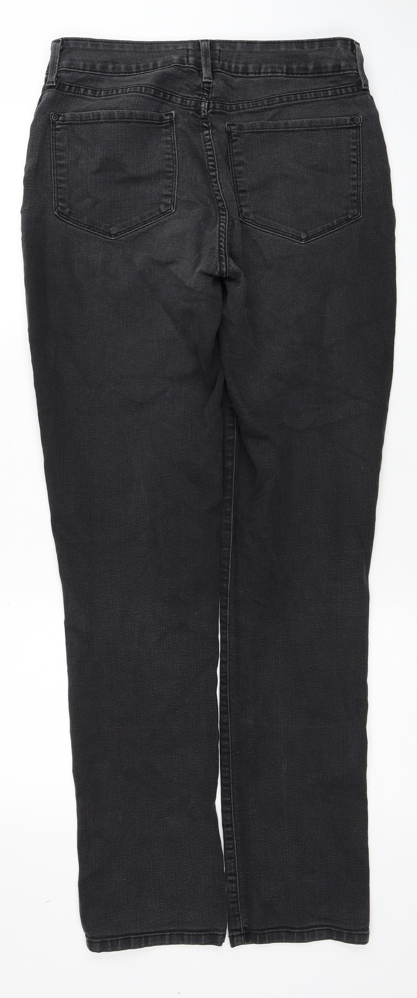 YNDJ Womens Black Cotton Straight Jeans Size 10 Regular Zip