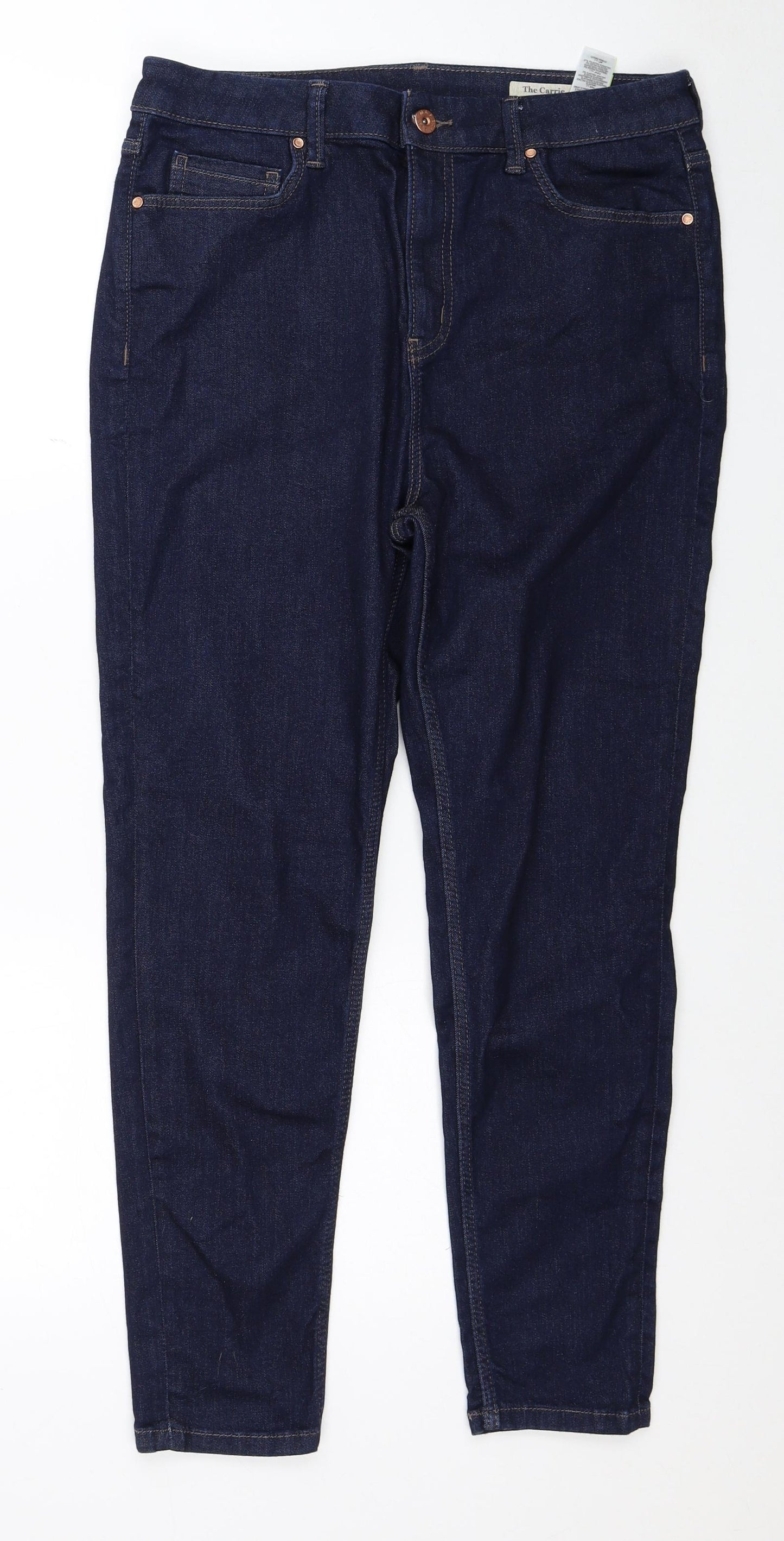 Marks and Spencer Womens Blue Cotton Skinny Jeans Size 14 Regular Zip