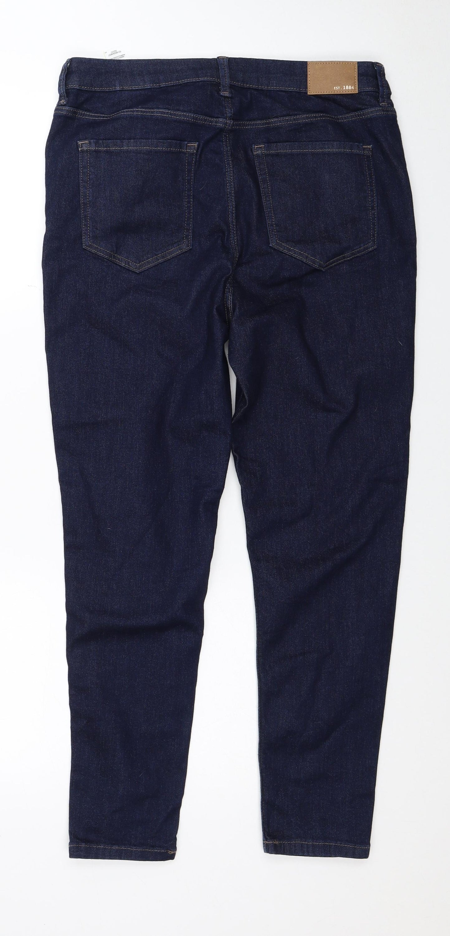 Marks and Spencer Womens Blue Cotton Skinny Jeans Size 14 Regular Zip