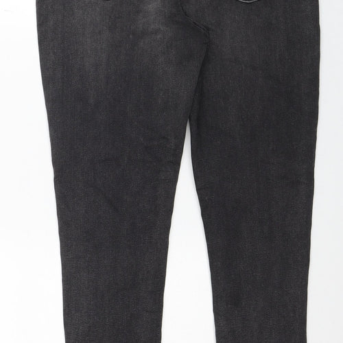 Marks and Spencer Womens Black Cotton Skinny Jeans Size 12 Regular Zip