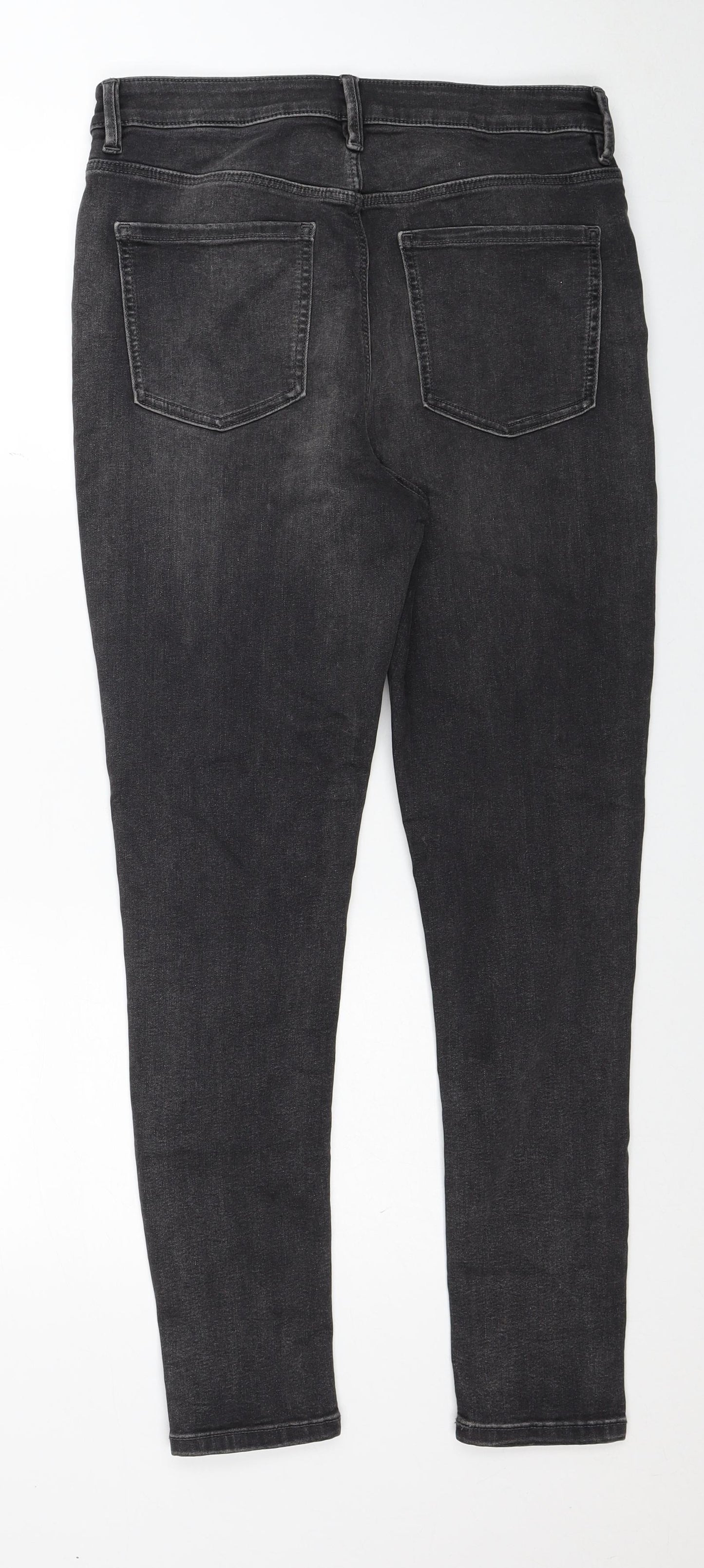 Marks and Spencer Womens Black Cotton Skinny Jeans Size 12 Regular Zip