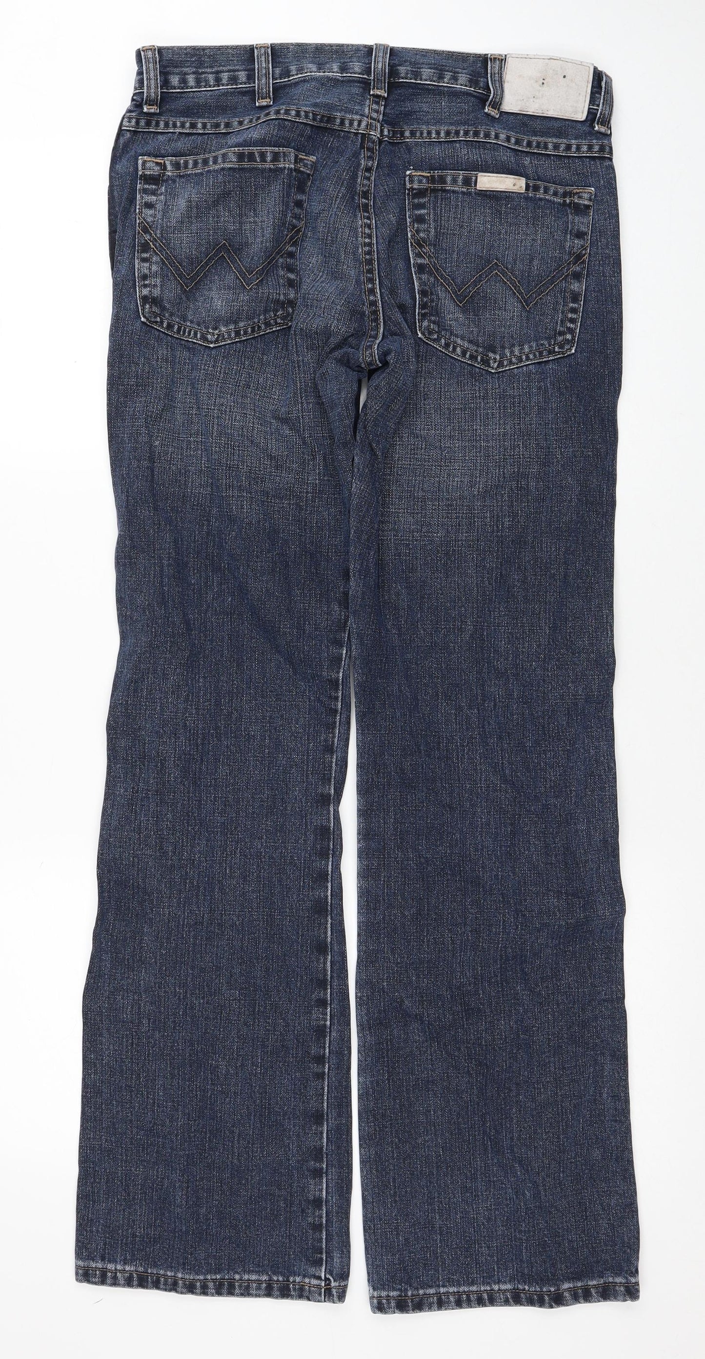 Wrangler Mens Blue Cotton Straight Jeans Size 30 in L32 in Regular Zip