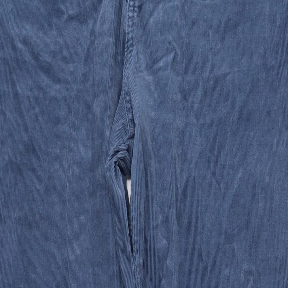 Marks and Spencer Womens Blue Cotton Trousers Size 14 Regular Zip