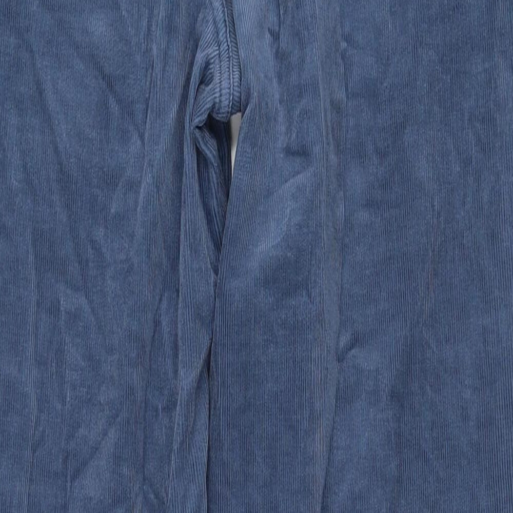 Marks and Spencer Womens Blue Cotton Trousers Size 14 Regular Zip