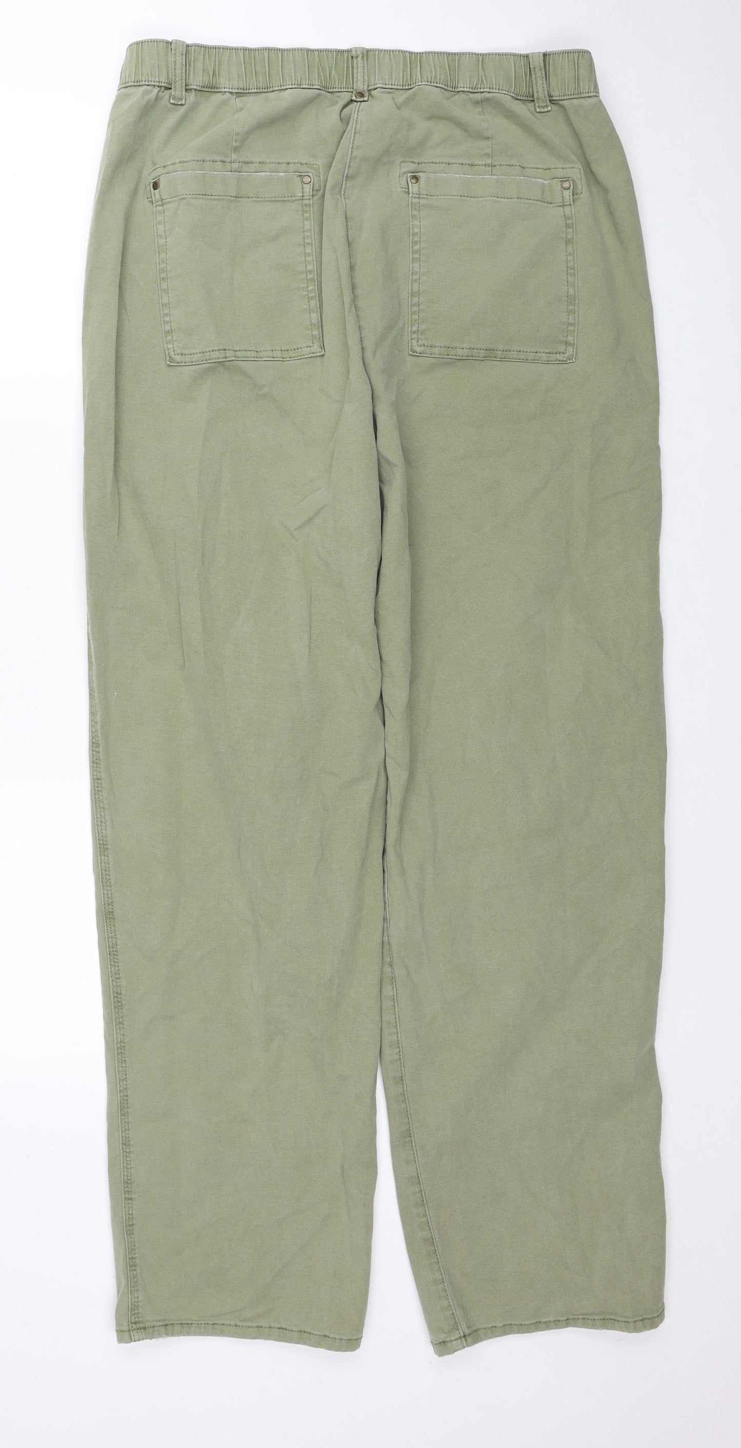Marks and Spencer Womens Green Cotton Straight Jeans Size 16 Regular Zip