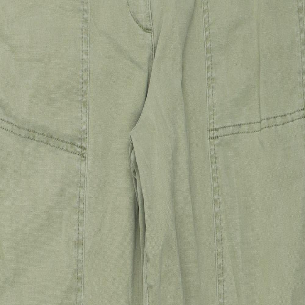 Marks and Spencer Womens Green Cotton Straight Jeans Size 16 Regular Zip