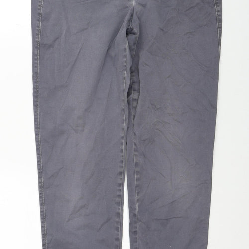 Lands' End Womens Grey Cotton Straight Jeans Size 10 Regular Zip