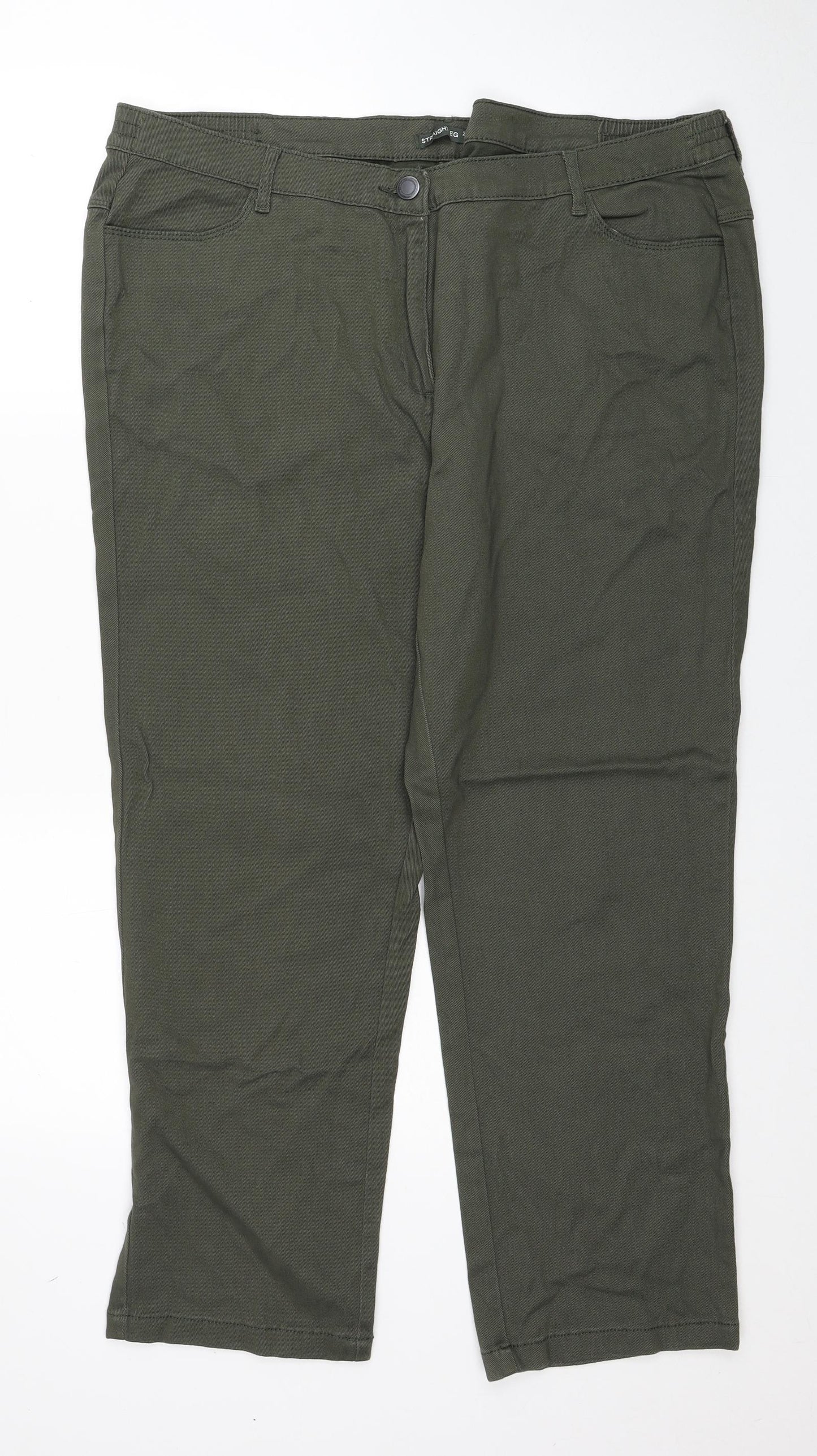 Bonmarché Womens Green Cotton Tapered Jeans Size 20 Regular Zip