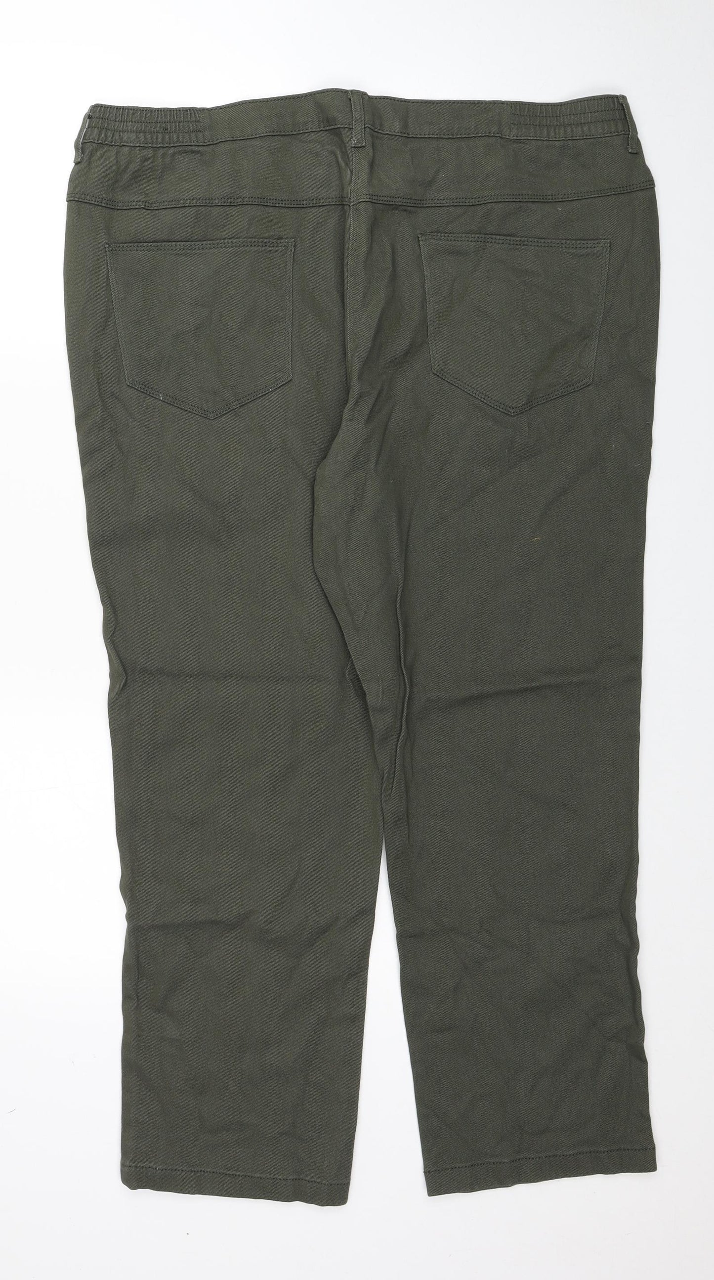 Bonmarché Womens Green Cotton Tapered Jeans Size 20 Regular Zip