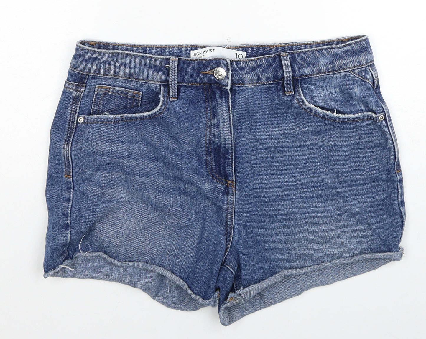 NEXT Womens Blue Cotton Boyfriend Shorts Size 10 Regular Zip