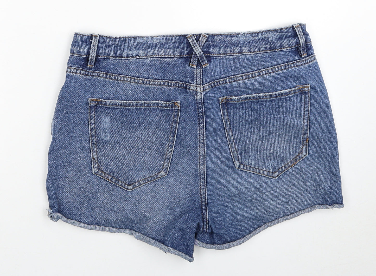 NEXT Womens Blue Cotton Boyfriend Shorts Size 10 Regular Zip