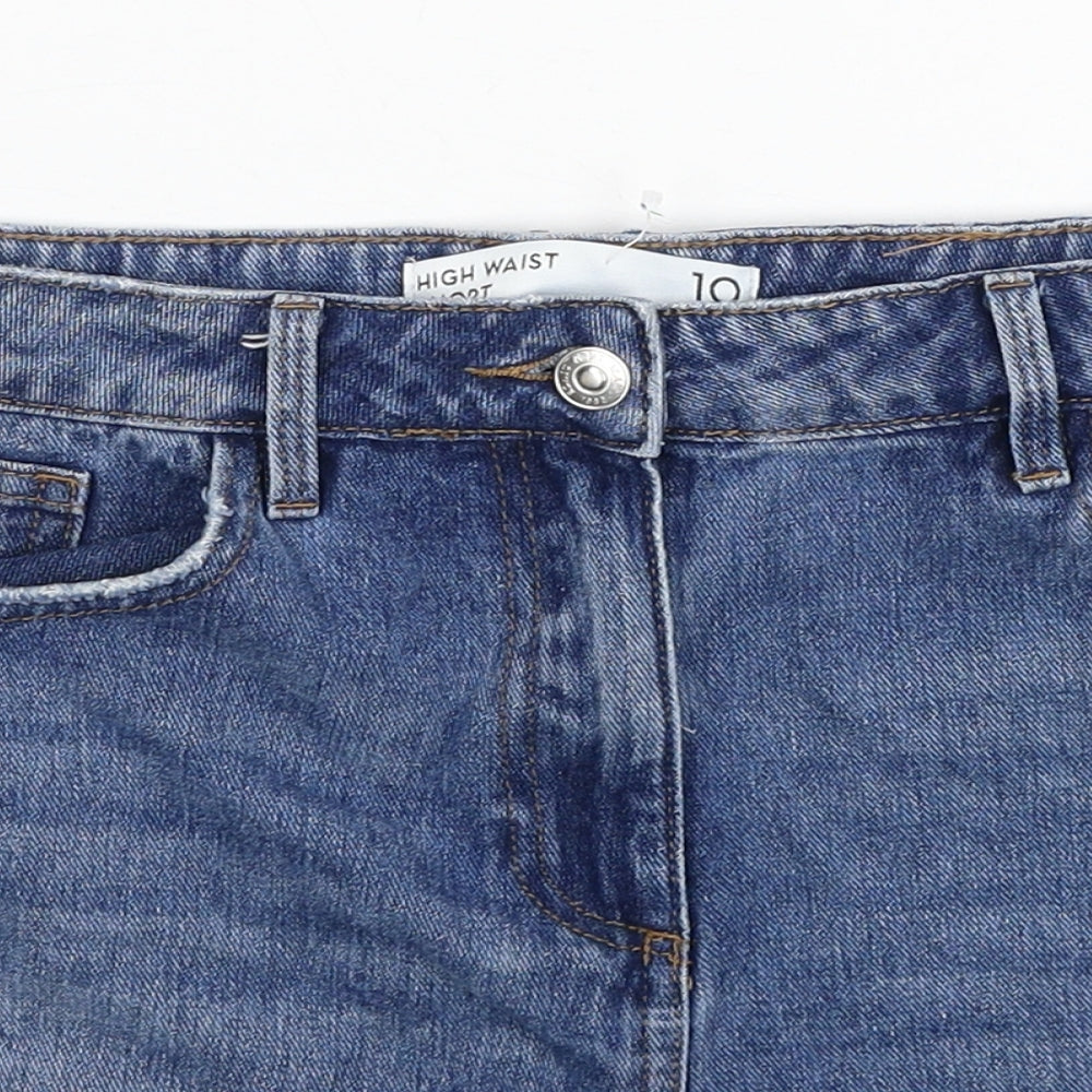 NEXT Womens Blue Cotton Boyfriend Shorts Size 10 Regular Zip