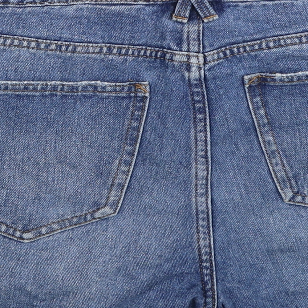 NEXT Womens Blue Cotton Boyfriend Shorts Size 10 Regular Zip