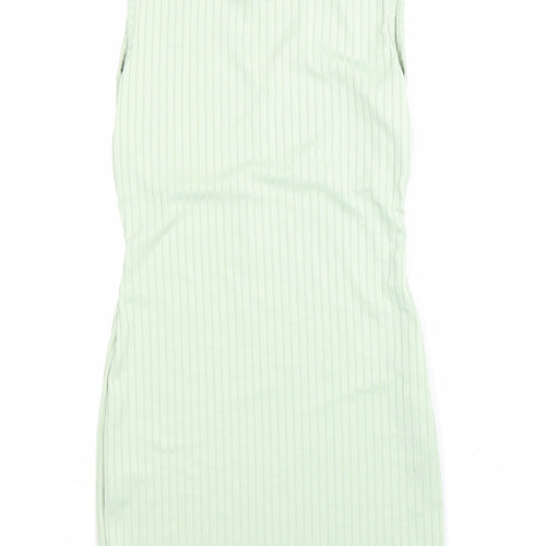 PRETTYLITTLETHING Womens Green Polyester Bodycon Size 8 Roll Neck Pullover - Ribbed
