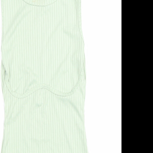 PRETTYLITTLETHING Womens Green Polyester Bodycon Size 8 Roll Neck Pullover - Ribbed
