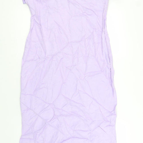 Zara Womens Purple Viscose Sheath Size L Scoop Neck Zip