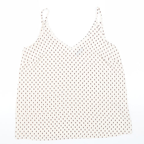 Papaya Womens White Geometric Polyester Basic Tank Size 12 V-Neck