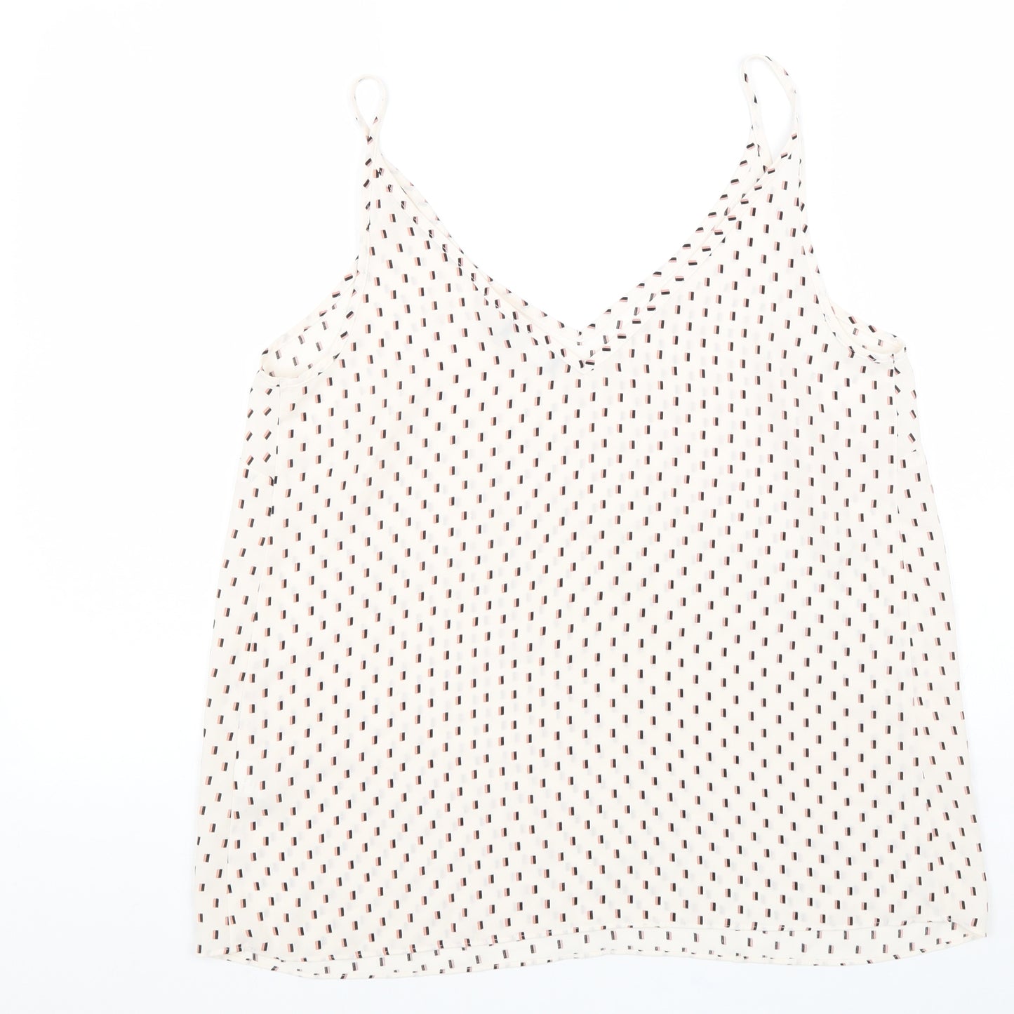 Papaya Womens White Geometric Polyester Basic Tank Size 12 V-Neck