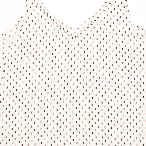 Papaya Womens White Geometric Polyester Basic Tank Size 12 V-Neck