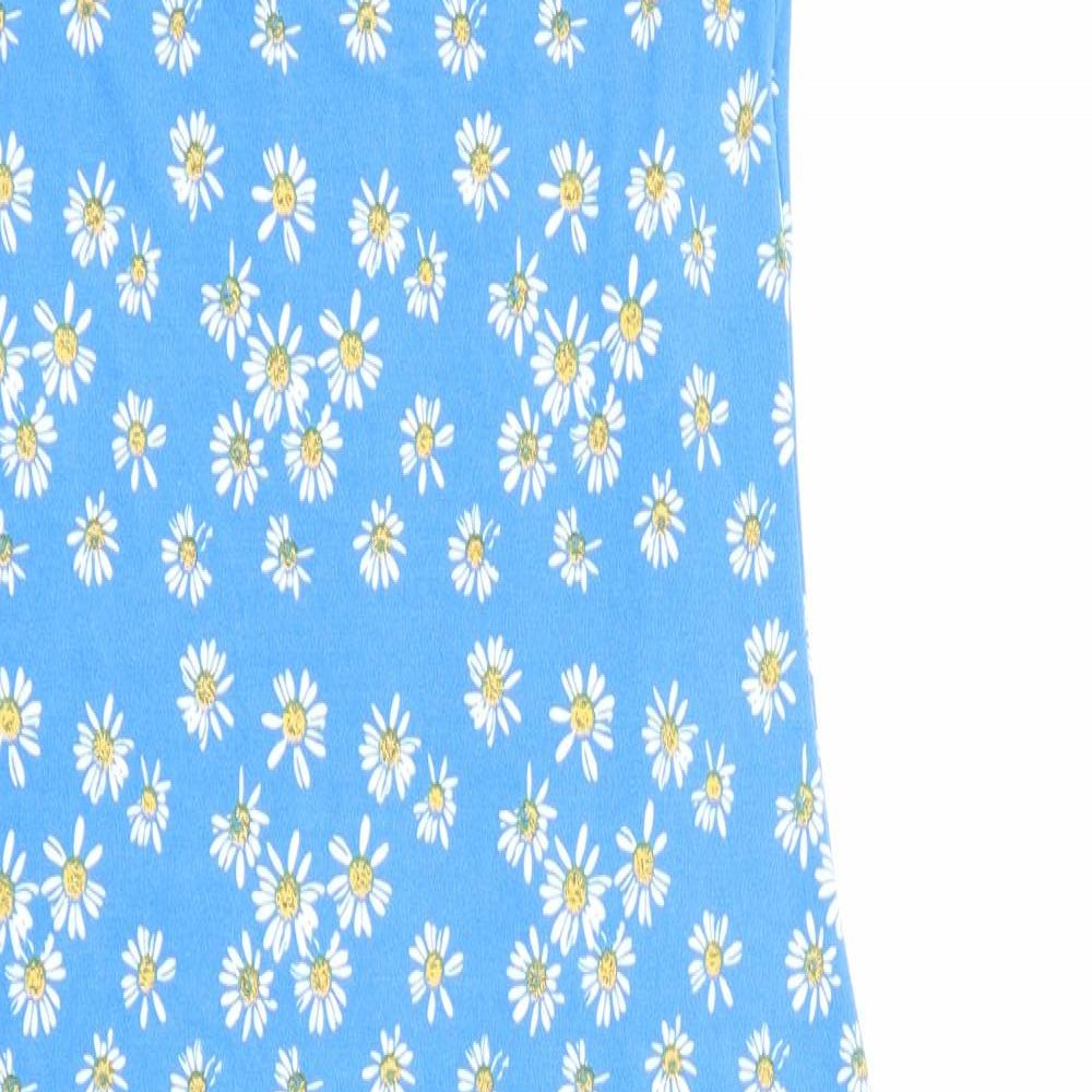 VILA Womens Blue Floral Polyester Slip Dress Size XS Round Neck Pullover