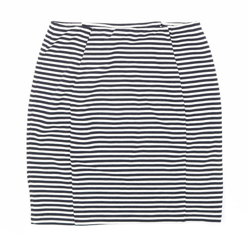 Papaya Womens Black Striped Polyester Straight & Pencil Skirt Size 10 Hook & Loop