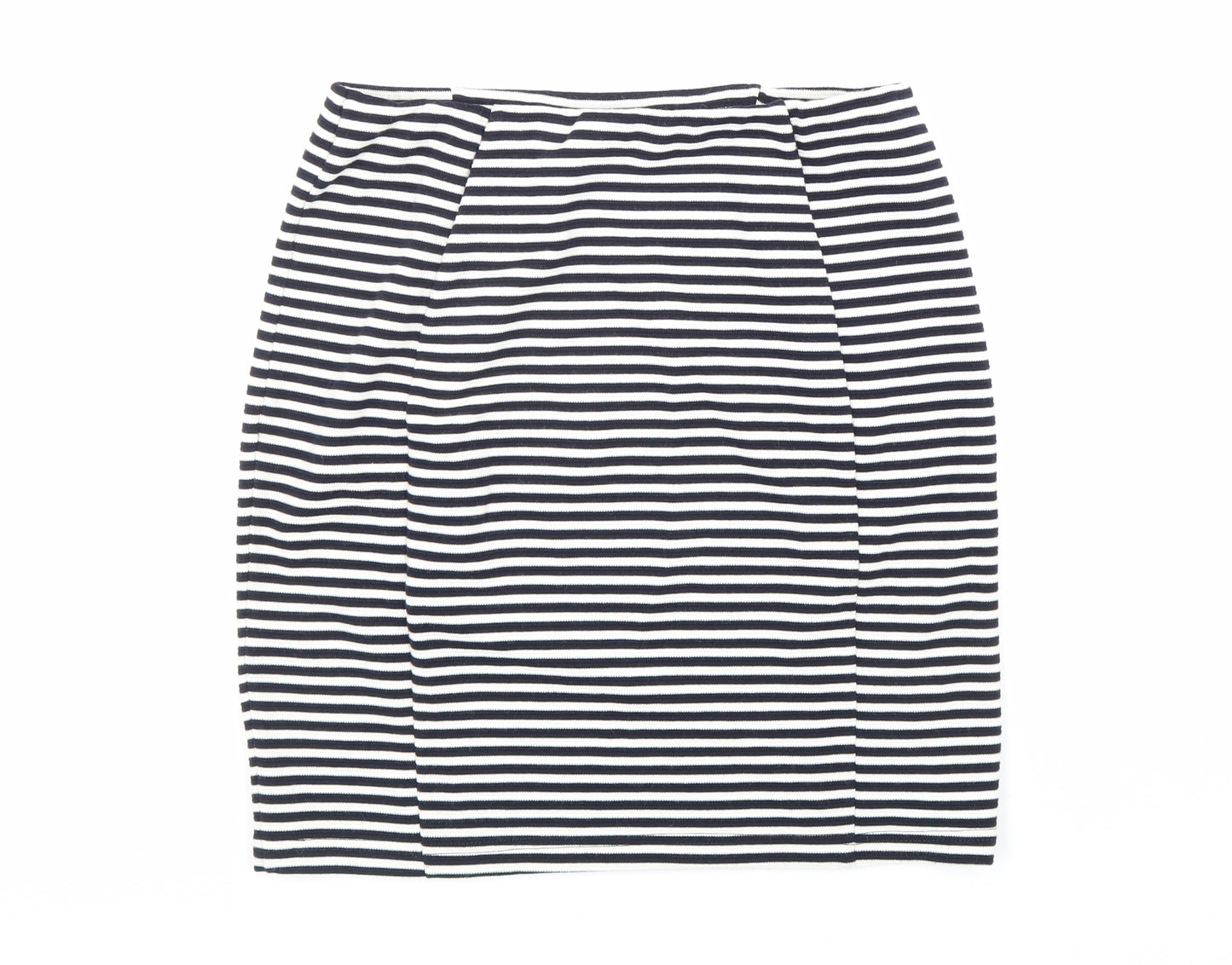 Papaya Womens Black Striped Polyester Straight & Pencil Skirt Size 10 Hook & Loop
