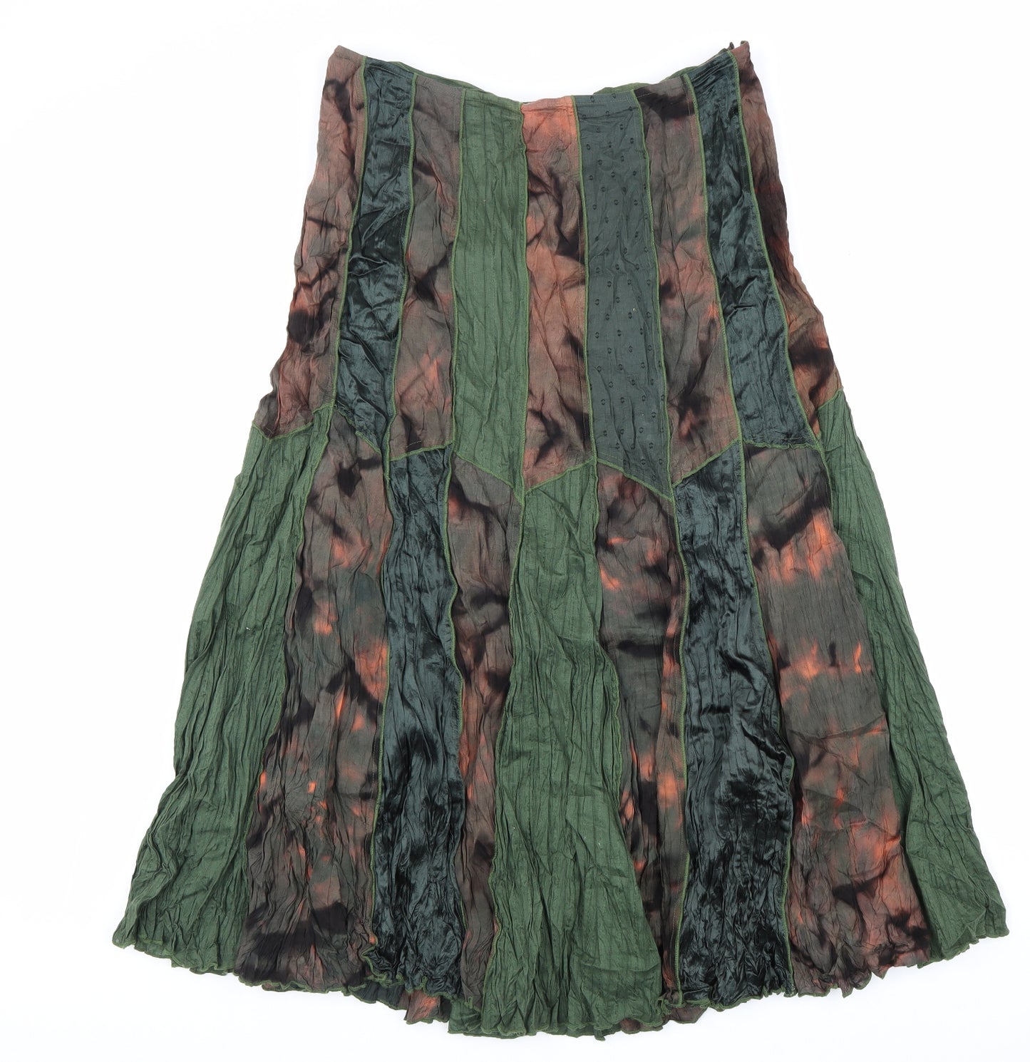 Papaya Womens Green Geometric Viscose Peasant Skirt Size 16 Zip