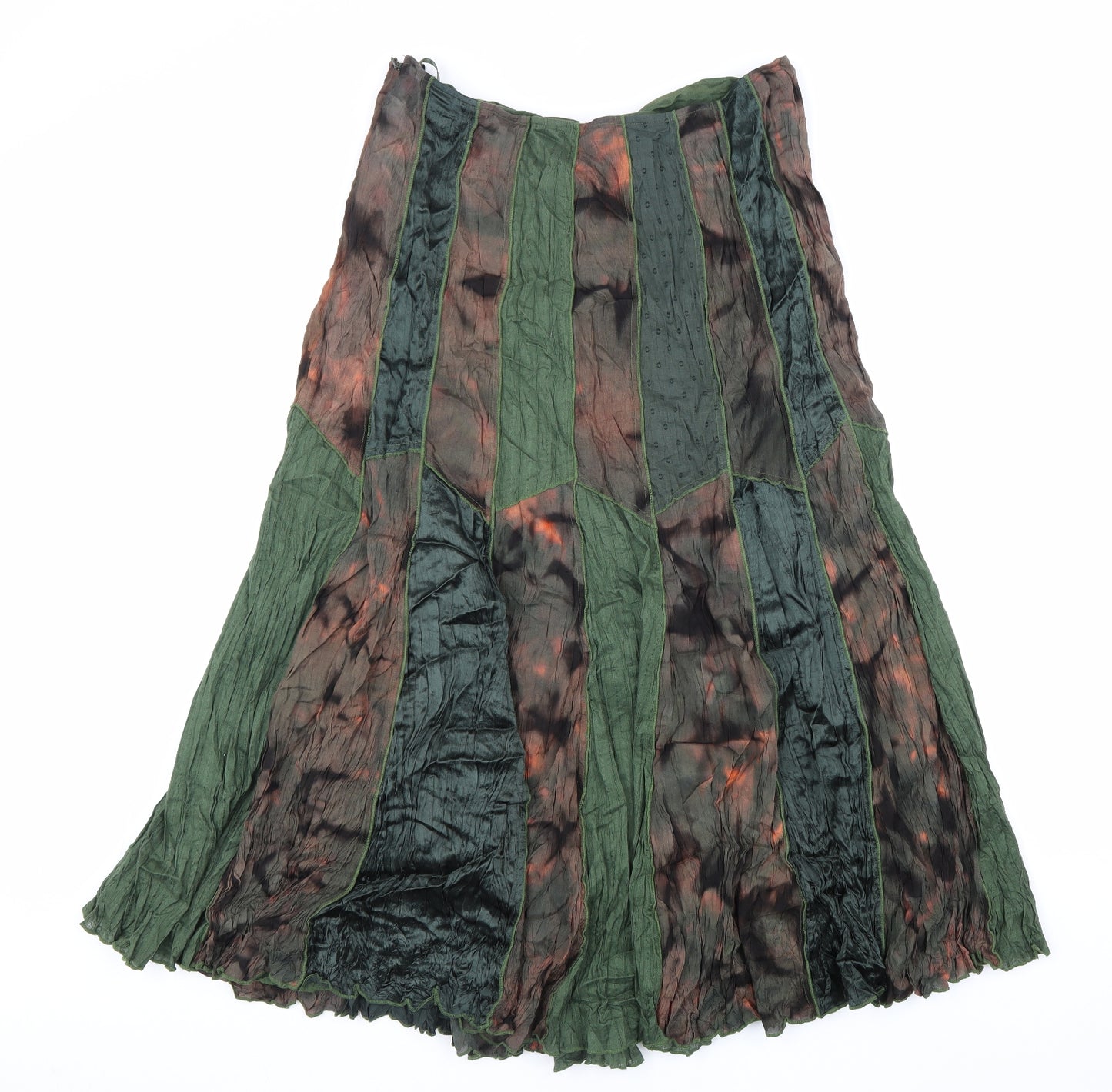 Papaya Womens Green Geometric Viscose Peasant Skirt Size 16 Zip
