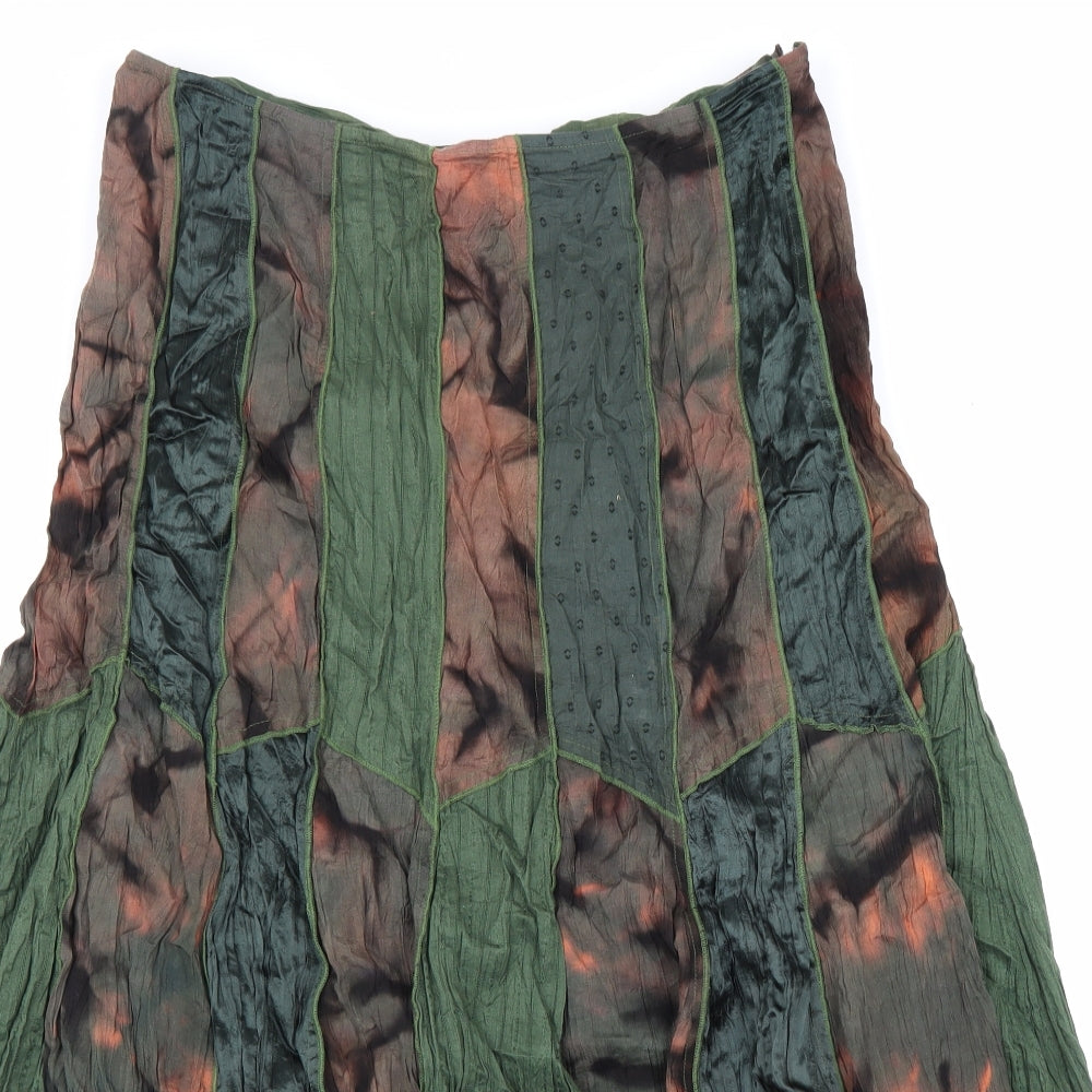 Papaya Womens Green Geometric Viscose Peasant Skirt Size 16 Zip