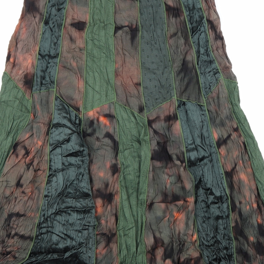 Papaya Womens Green Geometric Viscose Peasant Skirt Size 16 Zip