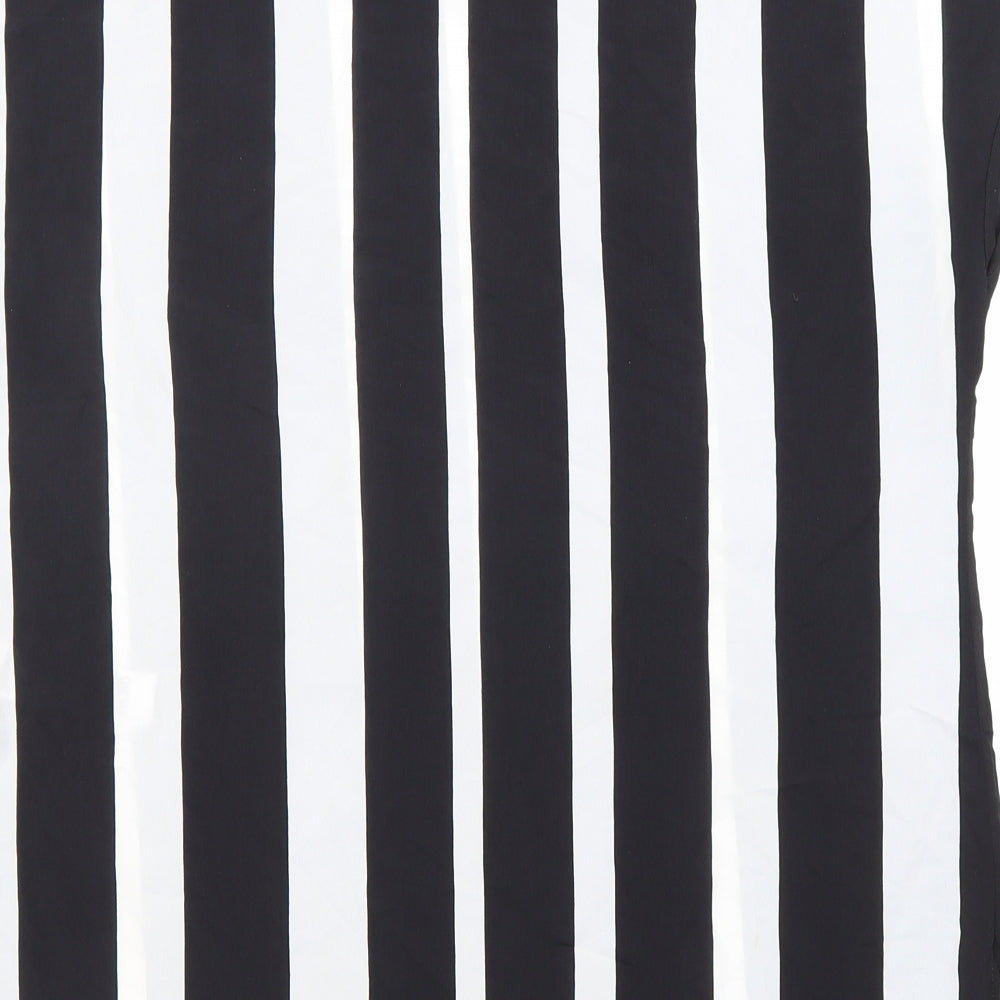 Wallis Womens Black Striped Polyester Basic Blouse Size 12 Round Neck