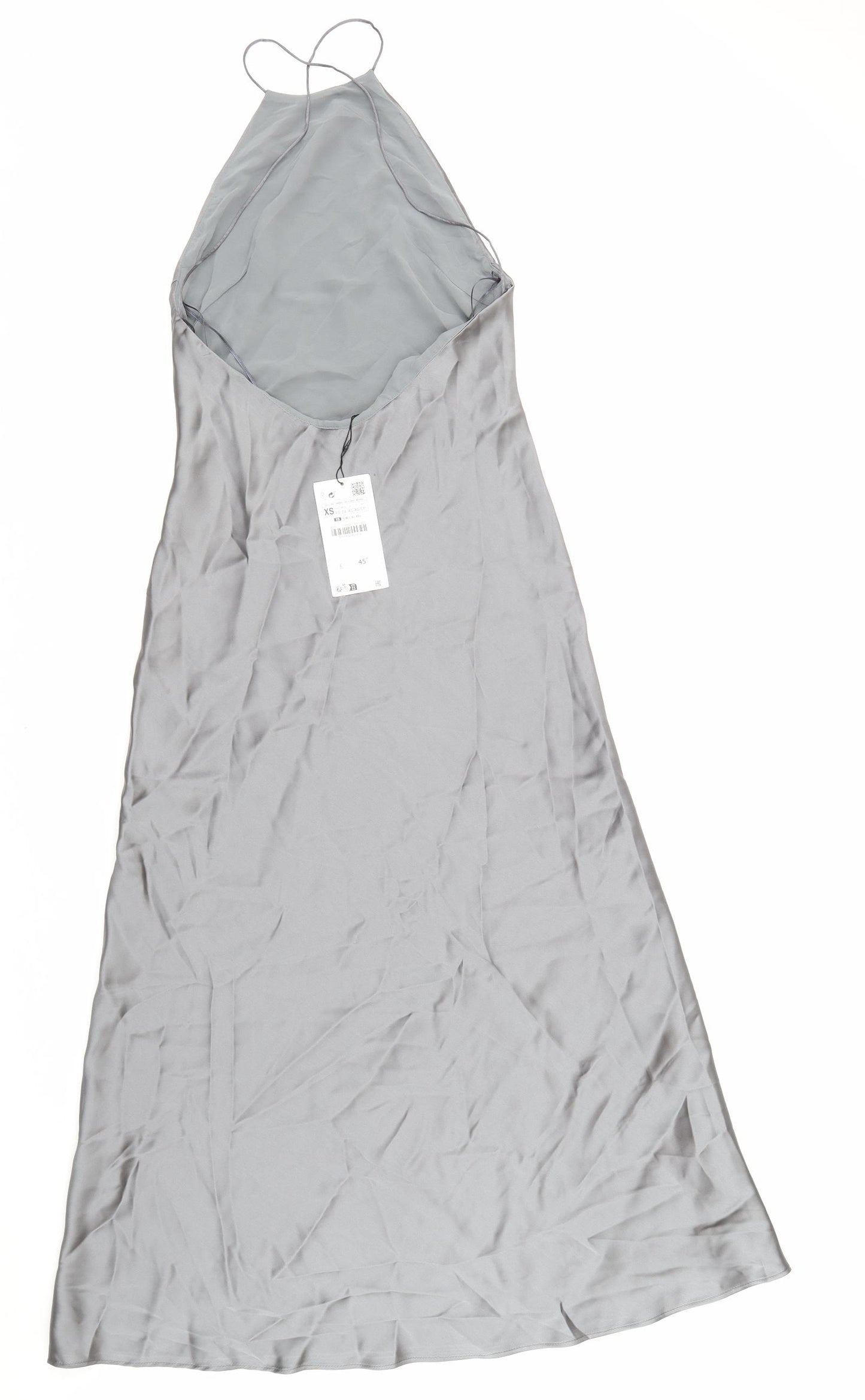 Zara Womens Silver Polyester Slip Dress Size XS Halter Zip