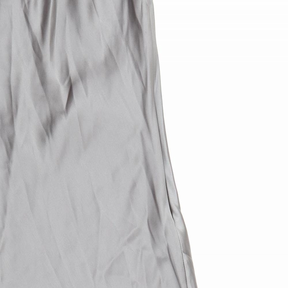 Zara Womens Silver Polyester Slip Dress Size XS Halter Zip