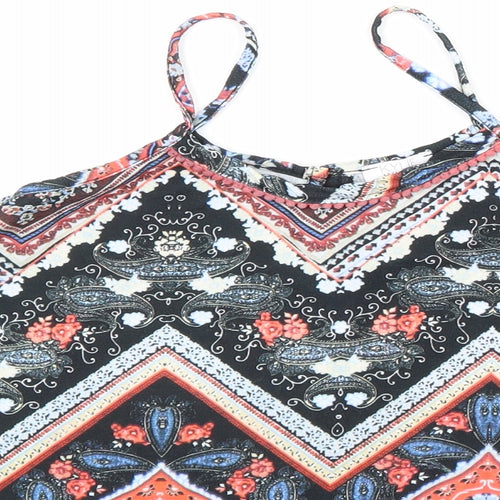 M&Co Girls Multicoloured Geometric Polyester Basic Tank Size 11-12 Years Round Neck Pullover