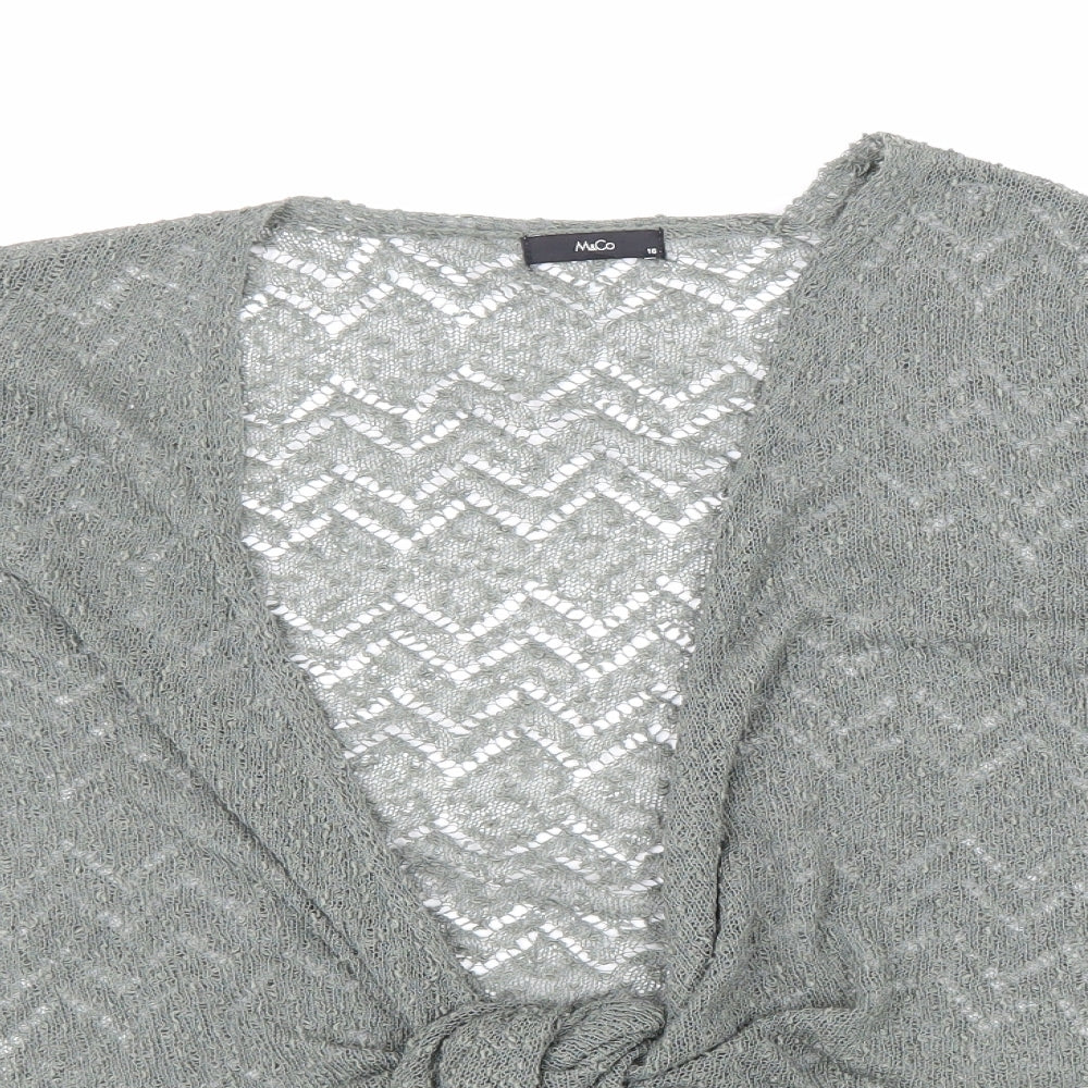 M&Co Womens Green Geometric Acrylic Wrap Blouse Size 16 V-Neck