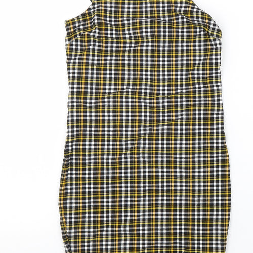 New Look Girls Black Check Viscose A-Line Size 10-11 Years Square Neck Pullover