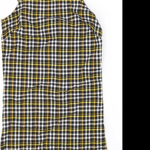 New Look Girls Black Check Viscose A-Line Size 10-11 Years Square Neck Pullover