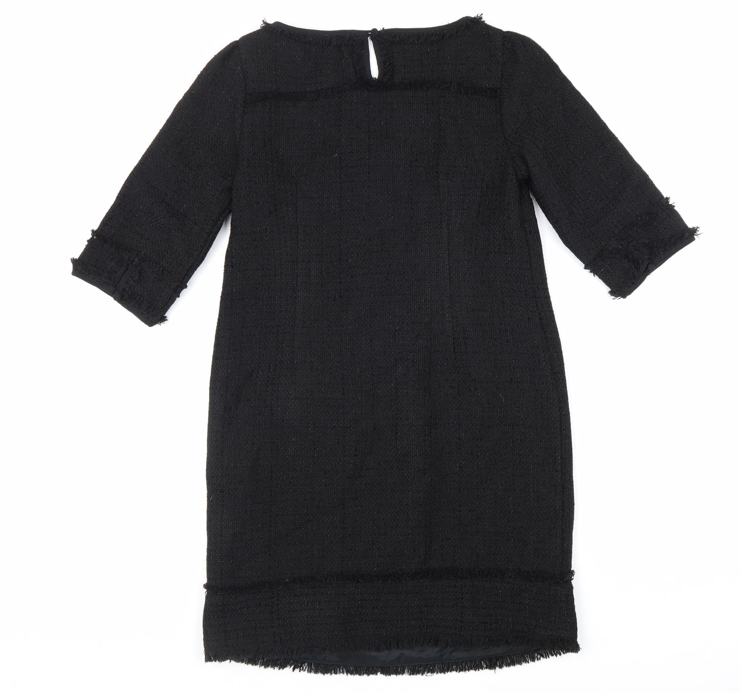 Monsoon Womens Black Acrylic Shift Size 10 Boat Neck Button